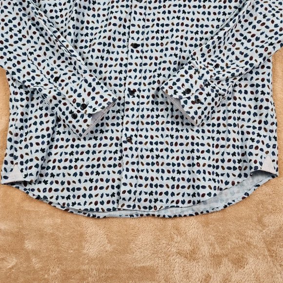 A Fish Named Fred Shirt Colorful Leaves Button-Up Men's XL Floral All Over Print - Picture 8 of 10